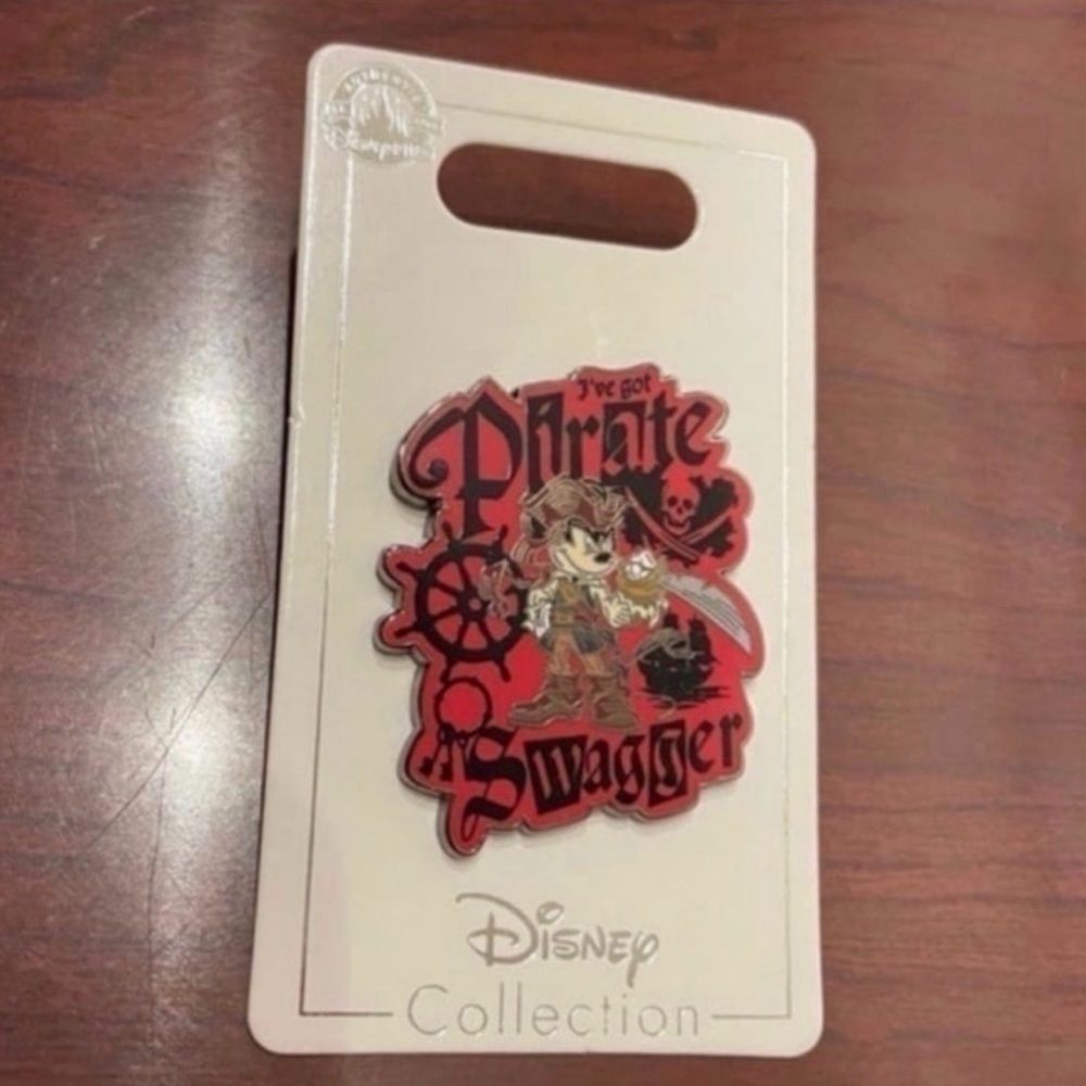 Disney Parks Silver Mickey Pirate Swagger Trading Pin BRAND NEW!!